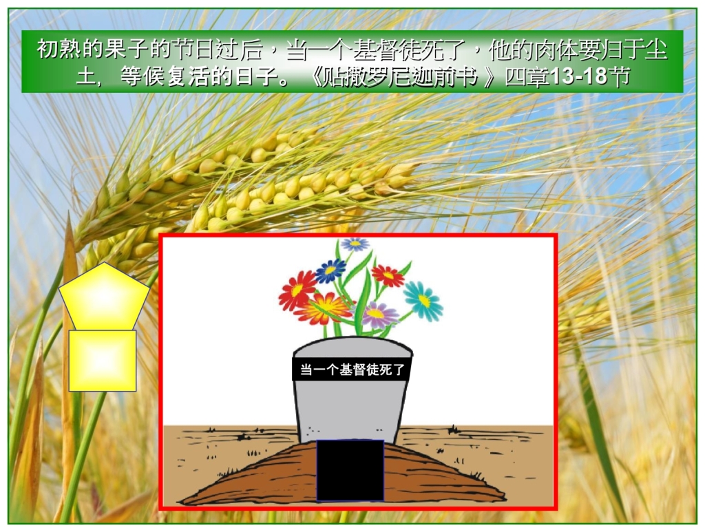 Chinese Language Bible Lesson The Feast of First Fruits since then when a believer dies his spirit goes to the Father