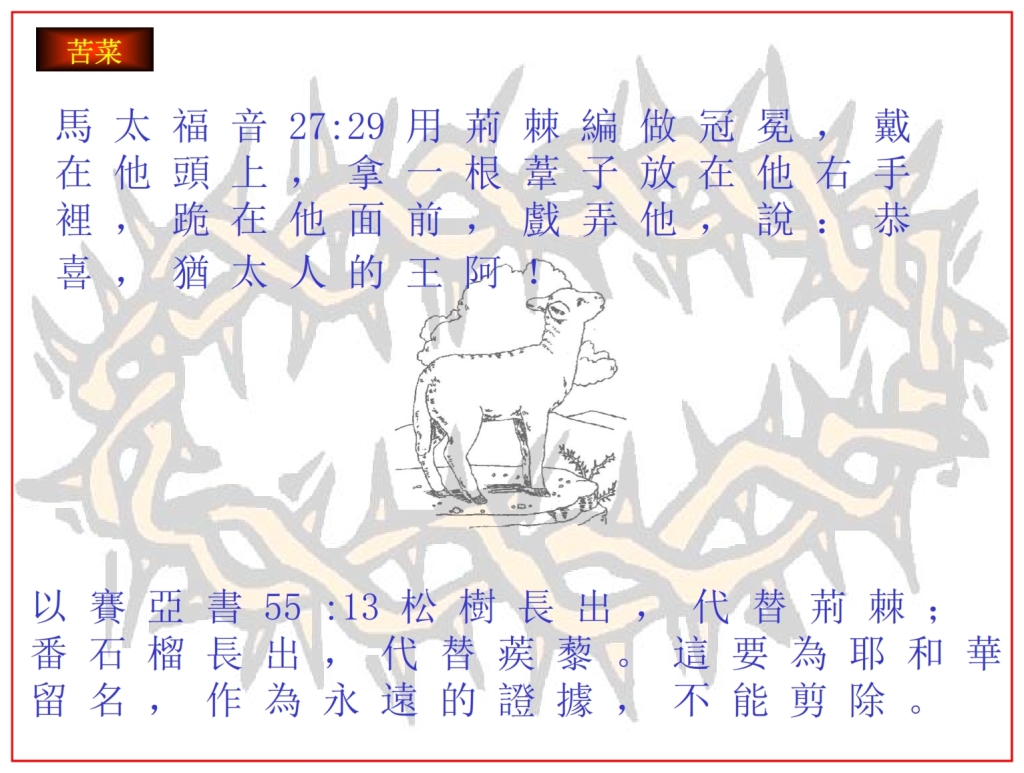 Chinese Language Bible Lesson The Passover Lamb removed the thorns