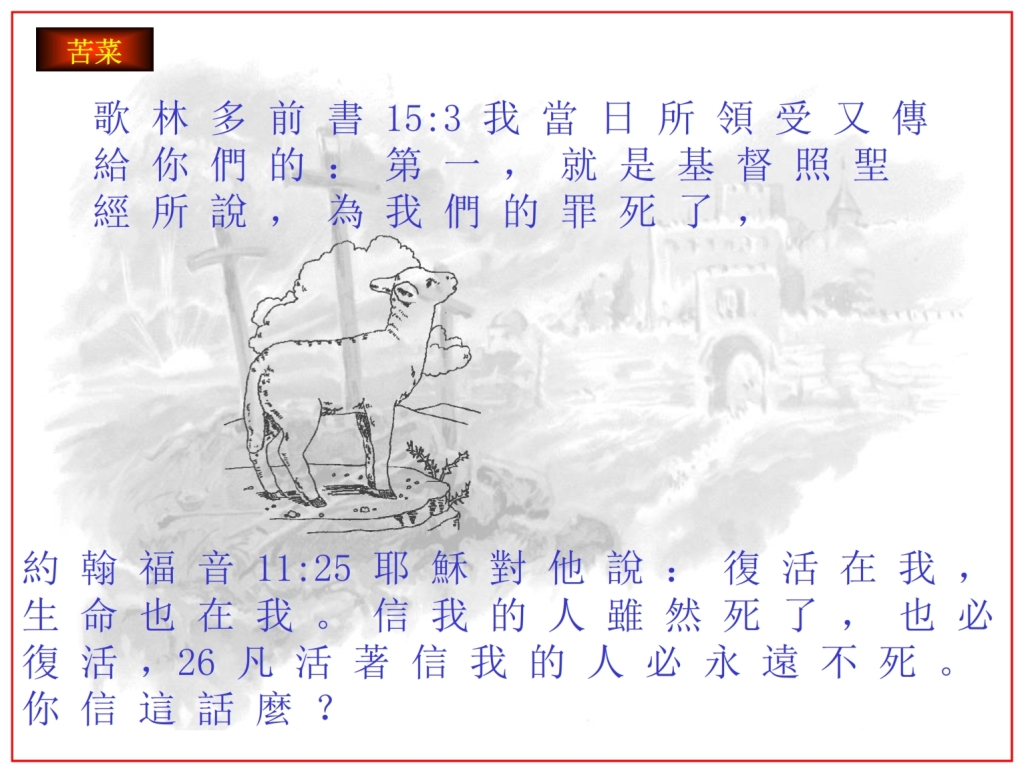 Chinese Language Bible Lesson The Passover Lamb replaced death with life
