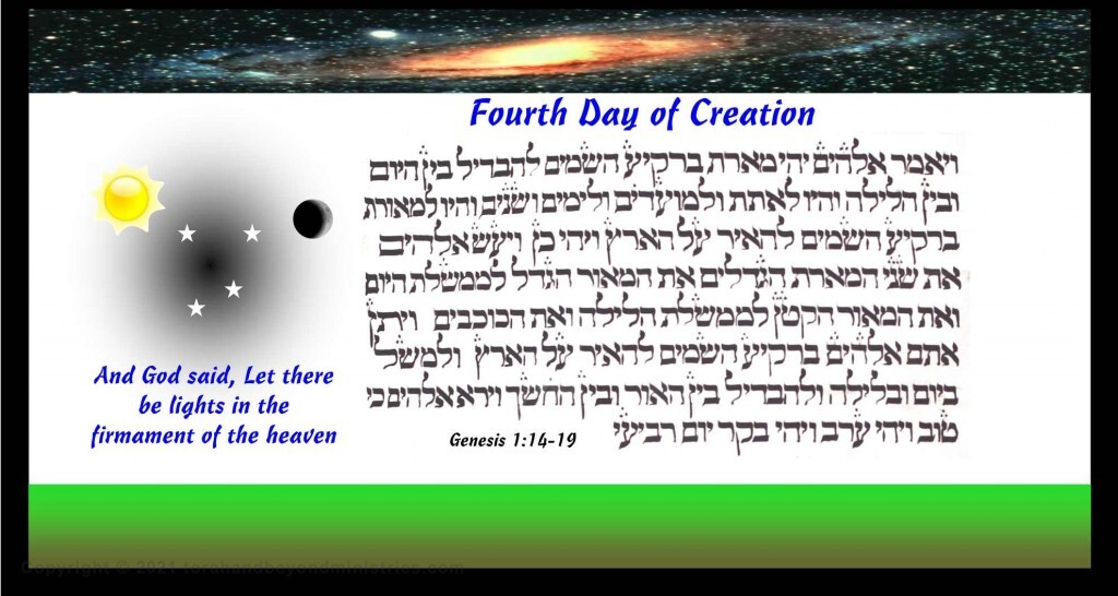 God created the universe on the fourth day "and God said, let there be lights in the firmament of the heaven"