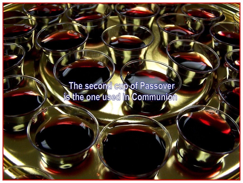 We drink the second cup of the fruit of the vine at communion to remember the shed blood of Christ until He returns.