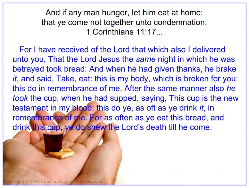 The ordinance of communion was changed from a full meal in 1 Corinthians 11.