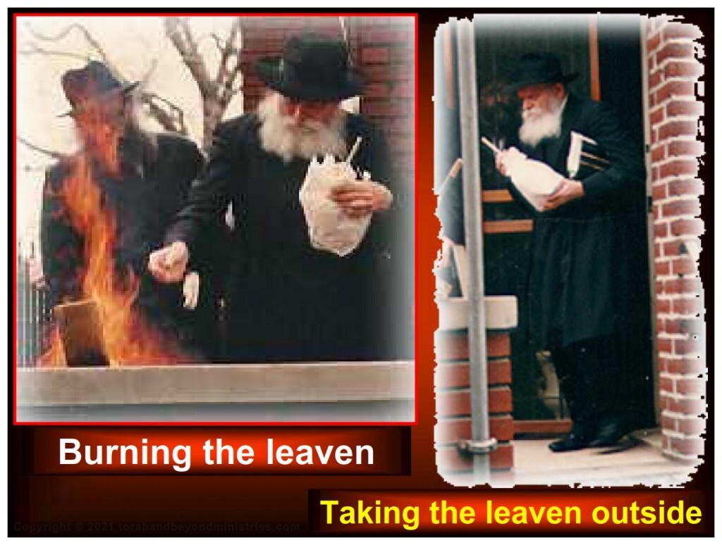 Rabbi Schneerson removing Chametz, leaven, from home before Passover