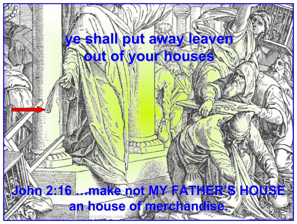 Jesus cleaning His Father's house, the Temple in Jerusalem, for Passover