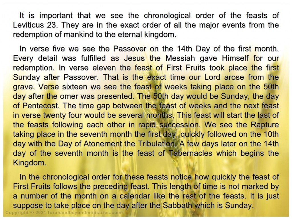 The chronological order of the Feasts of the Lord is very important