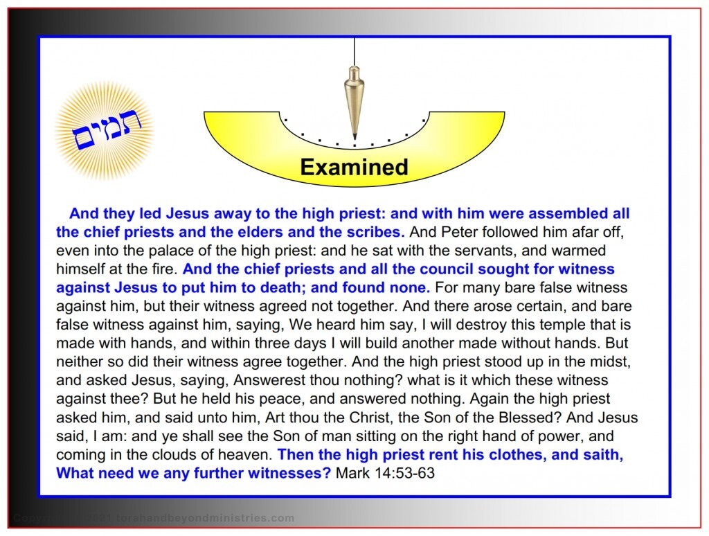 The High Priest examined Jesus and brought in false witnesses to prove Him sinful