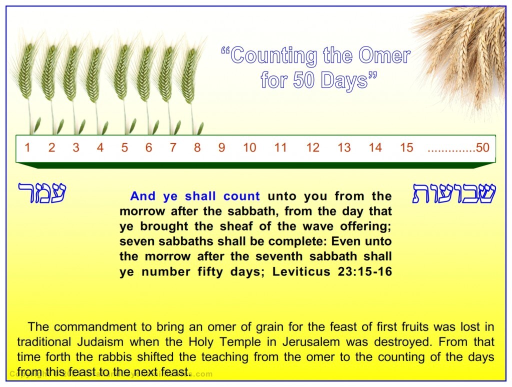 The counting of the days between the offering of the omer to the feast of Shavuot is called counting the omer. Many Jewish people practice this each year. 