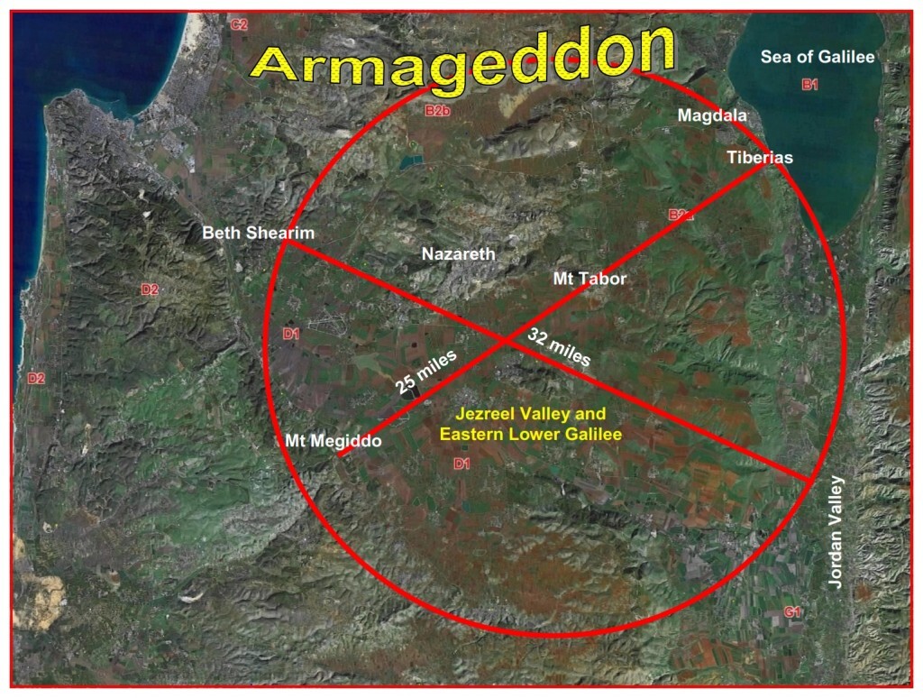 Armageddon, The battle of Har  (Hebrew for mountain) Megiddo  ( a small mountain on the South West side of the Valley of Jezreel).