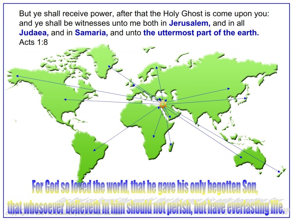 On the day of Pentecost it started. But ye shall receive power, after that the Holy Ghost is come upon you: and ye shall be witnesses unto me both in Jerusalem, and in all Judaea, and in Samaria, and unto the uttermost part of the earth. Acts 1:8