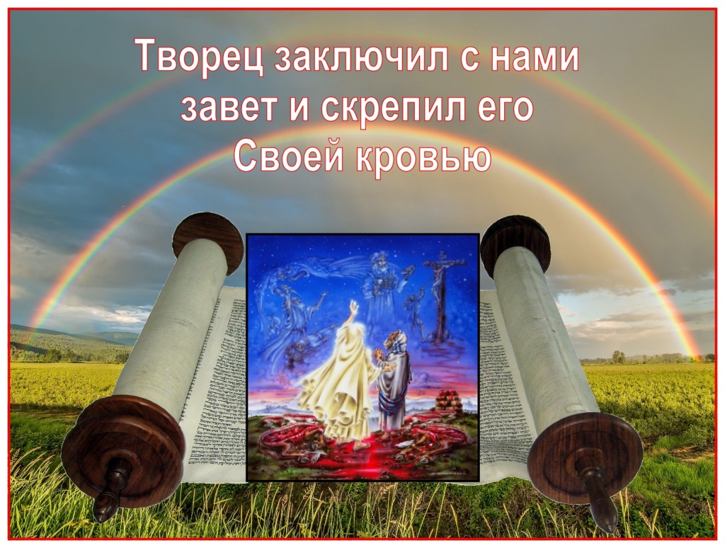 The Creator made a covenant with mankind and sealed it with His blood - Art used from Pat Marvenko Smith, copyright 1992 revelationillustrated.com