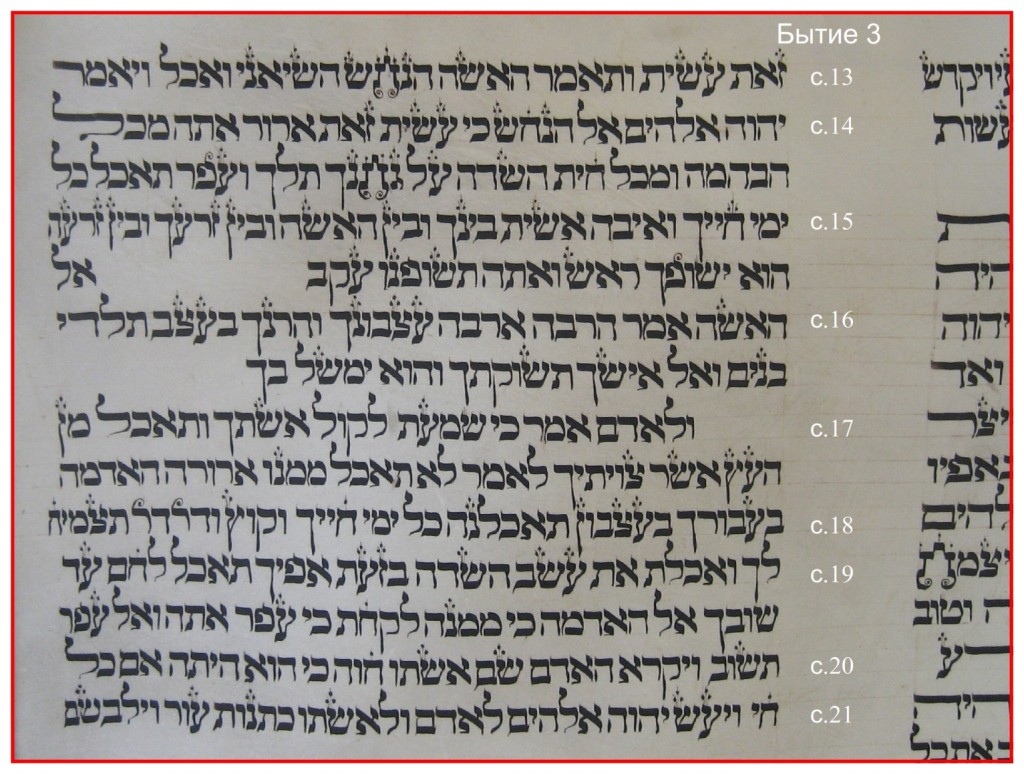 The bitterness of Adam and Eve's fall: Torah Scroll Vilnius, Lithuania 1750+-20 Genesis 3:13-21