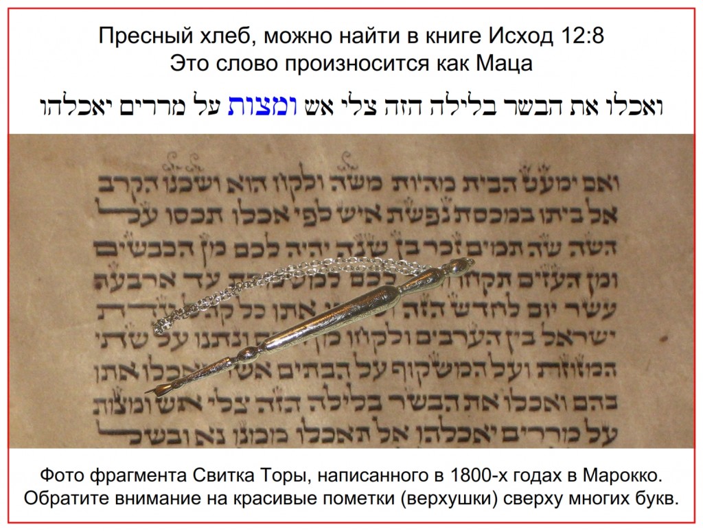 Torah Scroll written Morocco showing the word Matzo in Exodus 12