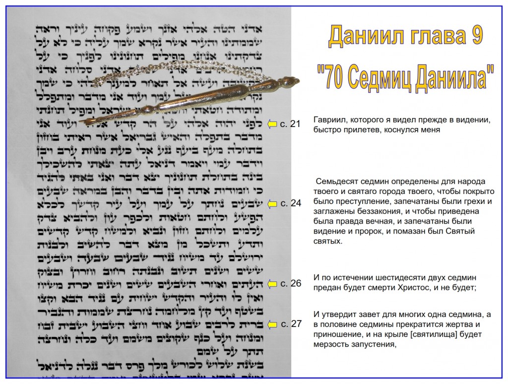 Russian language Bible study: This is a very rare Hebrew Scroll of Daniel showing Daniel chapter 9 the 70 weeks of Daniel