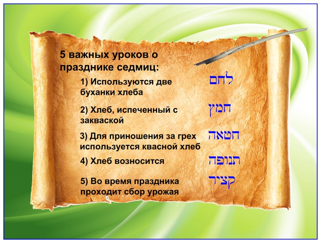 Russian language Bible study: Five important lessons in the Feast of Weeks, Leviticus 23