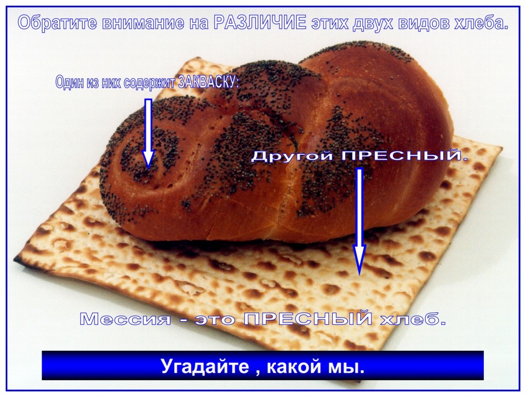 Observe the difference in these two types of bread: one contains leaven the other is unleavened.