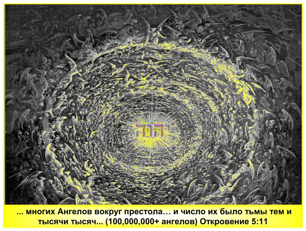 Around God’s Throne are at least 100,000,000 angels. That is ten thousand times ten thousand.