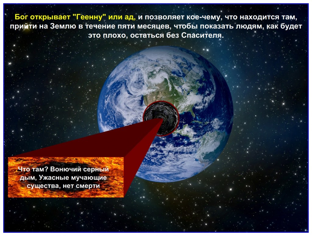 Some of the things in Hell come upon Earth during this Tribulation judgment. You do not want to be on Earth then.