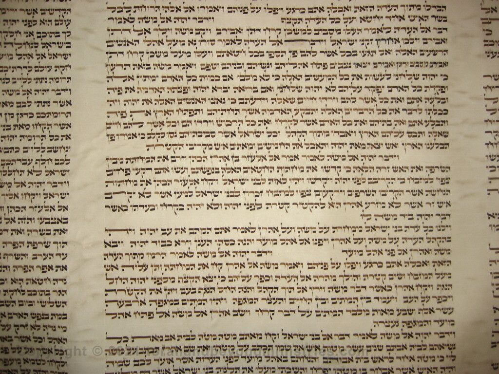 Old Torah Scroll that has been re-lettered to keep it kosher.