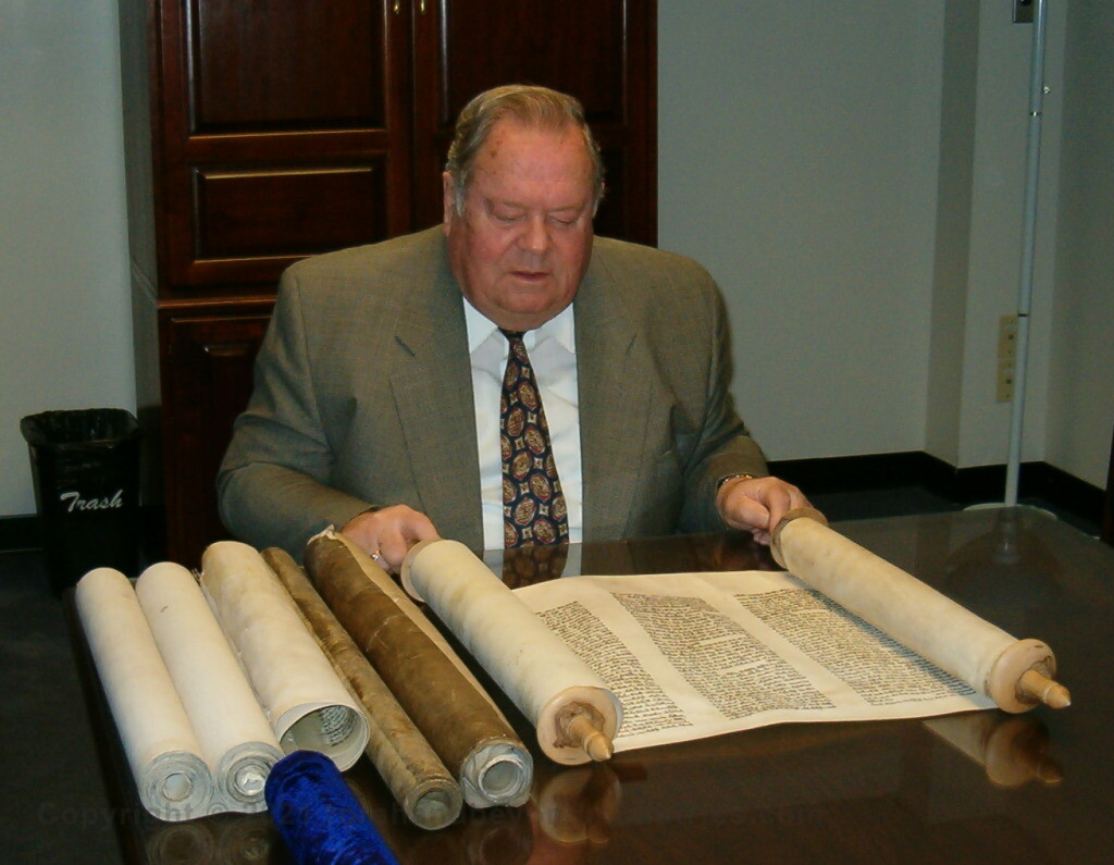 Professor Gene Fisher Bob Jones University examining Scrolls