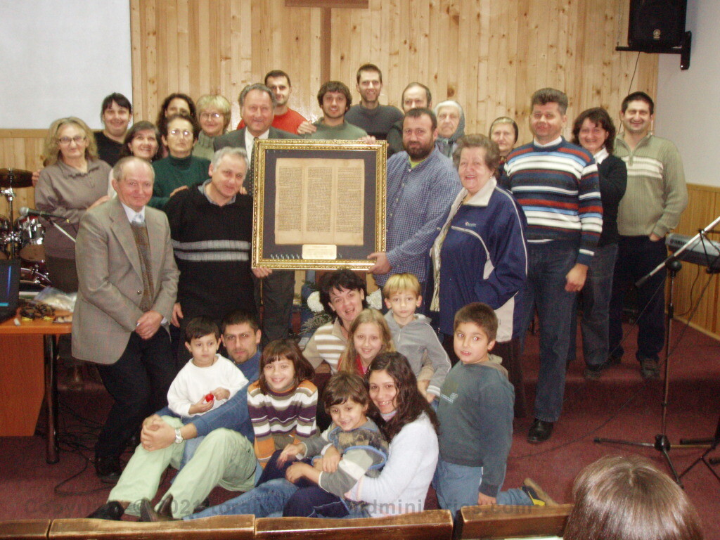 Torah Sheet donated to a Baptist church Kikinda, Serbia