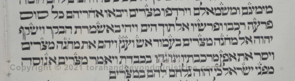 Sheet 15 Exodus 14:25 wheels - Torah from Lithuania written in the 16th century