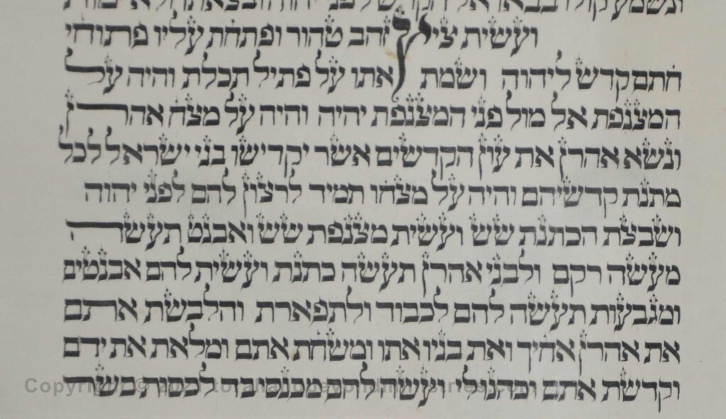 Sheet 19 Exodus 38:36 plate - Torah from Lithuania written in the 16th century