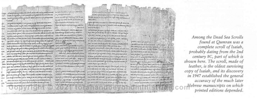 Photo of the Dead Sea Scroll of Isaiah printed upside down.