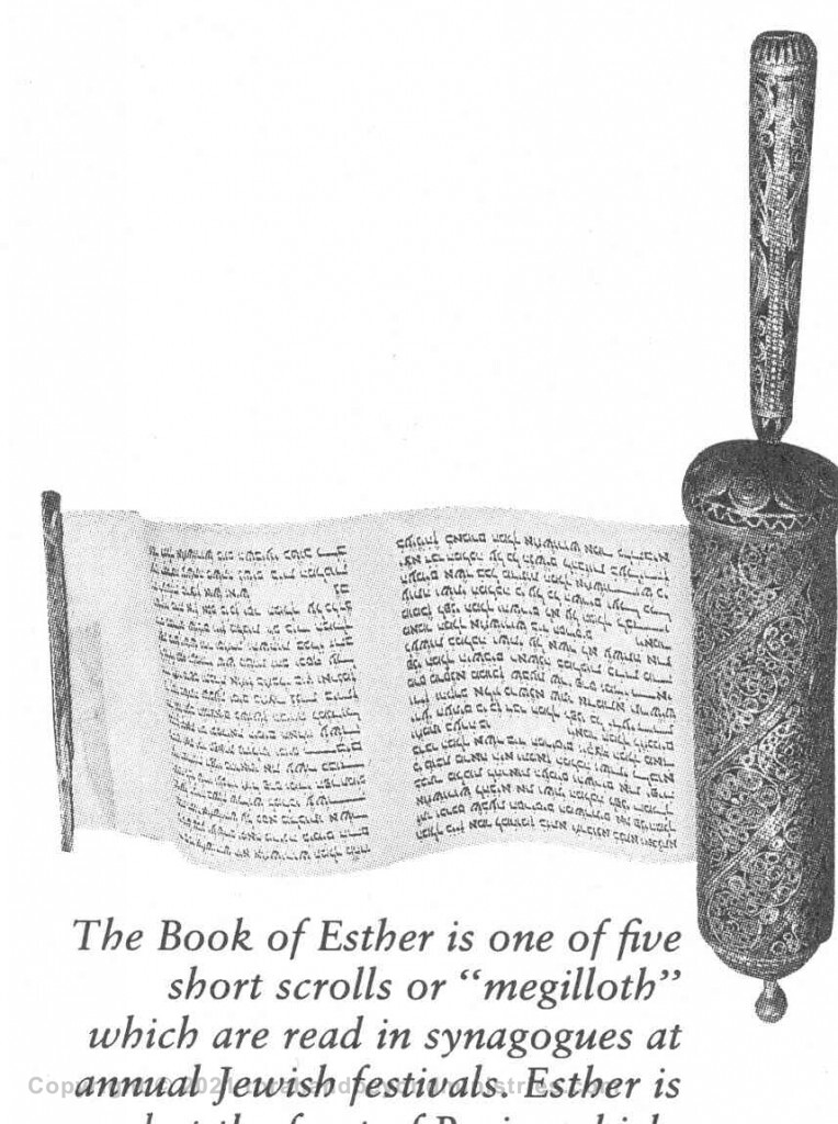 Scroll of Esther found in Christian Bible commentary. The Scroll was printed upside down. 