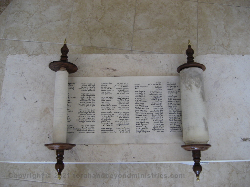 Photograph of the Scroll of Psalms opened to Psalm 119