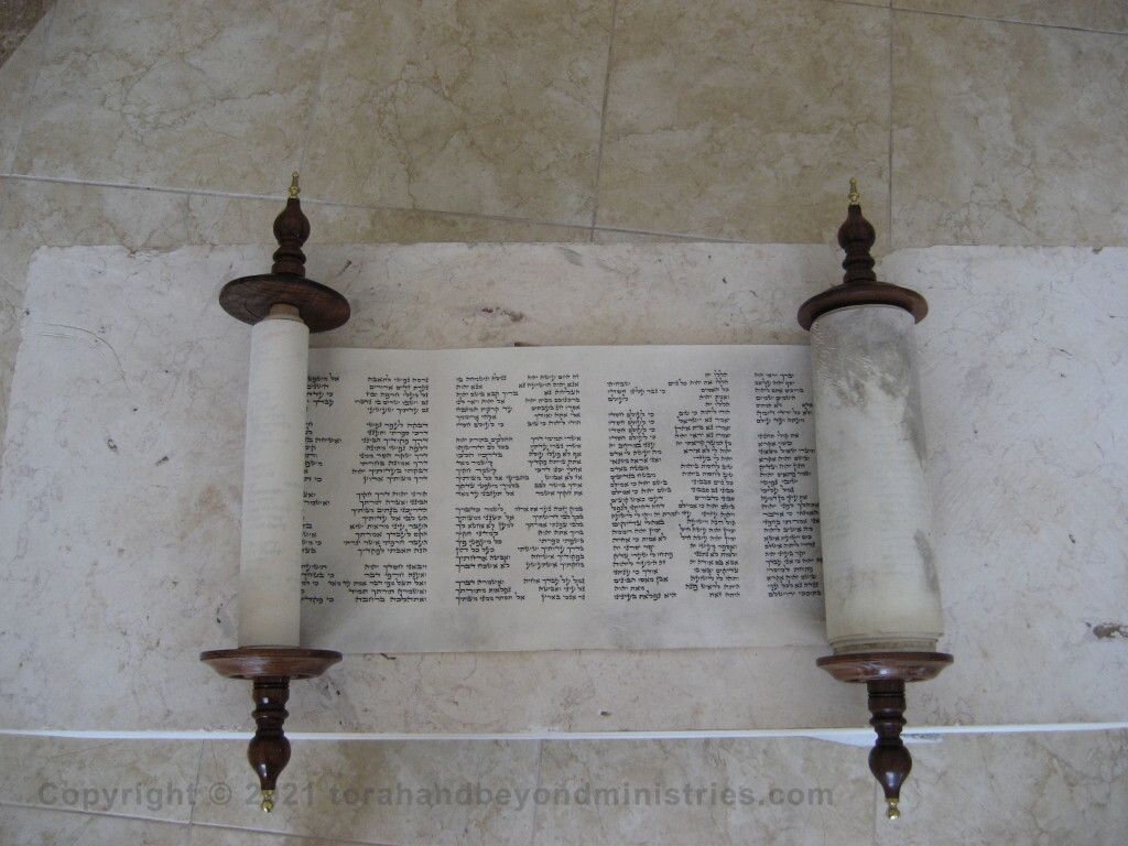 Photograph of the Scroll of Psalms opened to Psalm 119