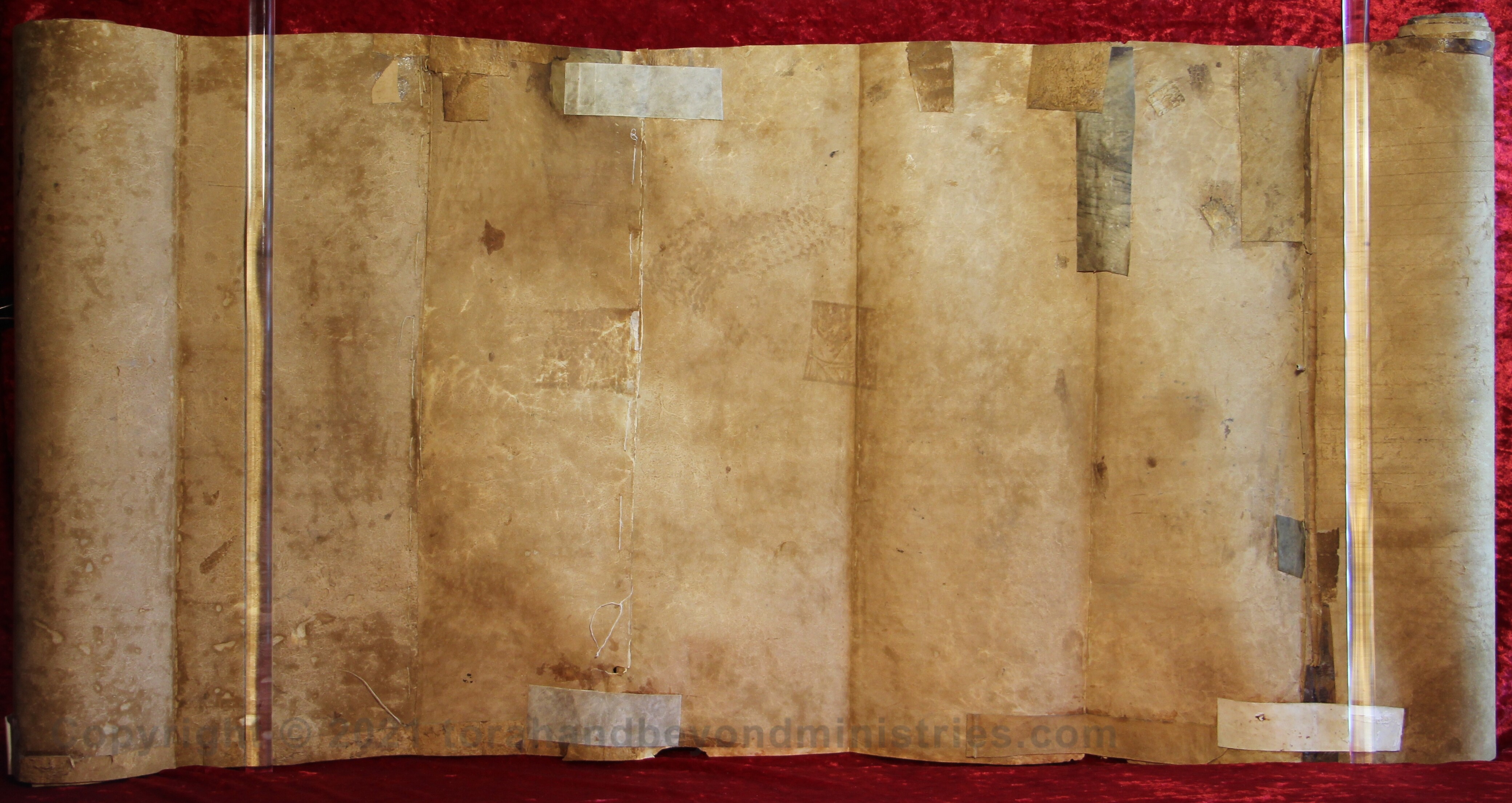 Very old well used deerskin Torah Scroll