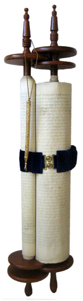 Vilna Torah Scroll with gartel and yad