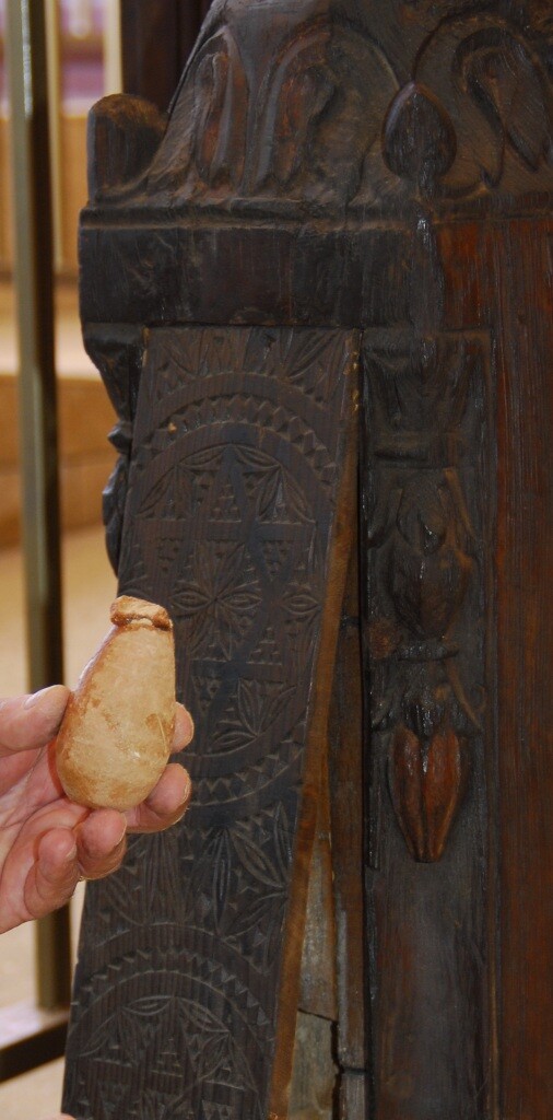 Ancient Synagogue door post showing Star of David and crocus flower